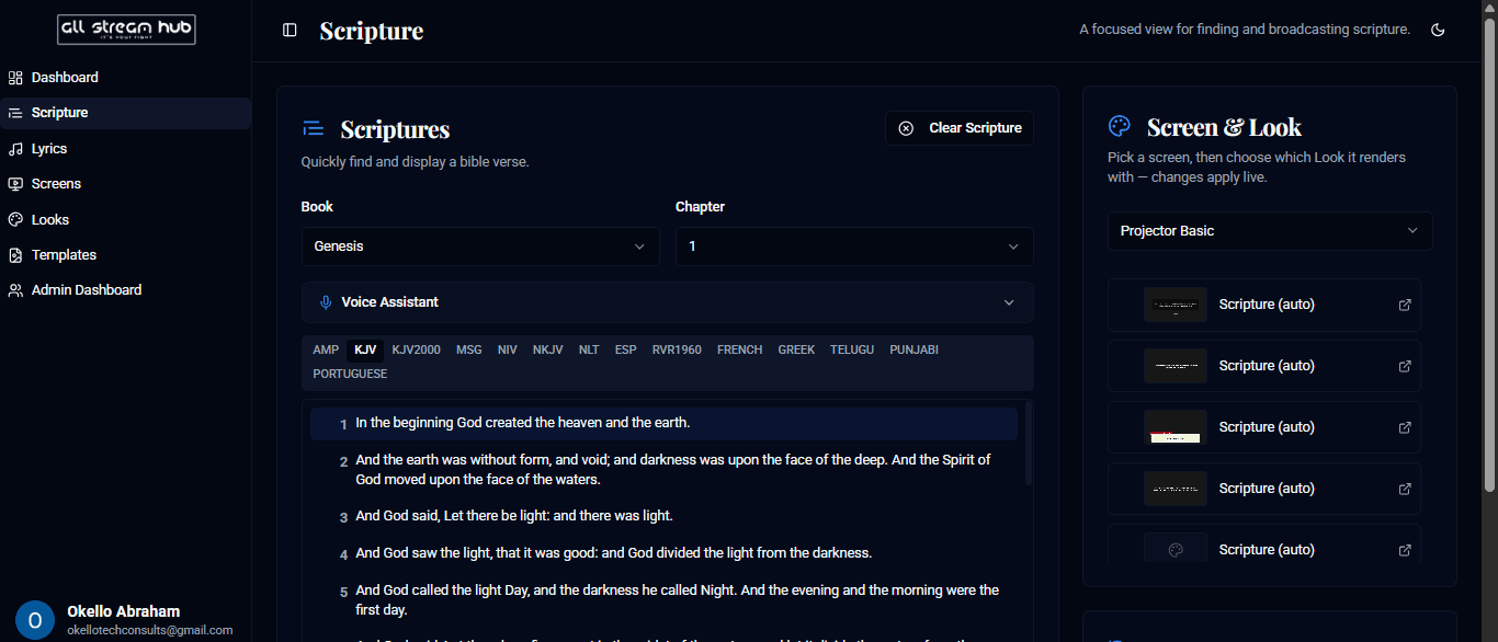A verse highlighted after being broadcast